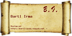 Bartl Irma névjegykártya
